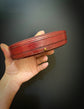 LARGE RED LEATHER OVAL MULTI RING BOX