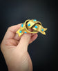 VICTORIAN 18CT GOLD & TURQUOISE KNOT BROOCH