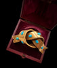 VICTORIAN 18CT GOLD & TURQUOISE KNOT BROOCH