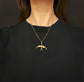 A 9CT GOLD & PEARL SWALLOW PENDANT