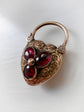 VICTORIAN LARGE GARNET PUFFY HEART PADLOCK