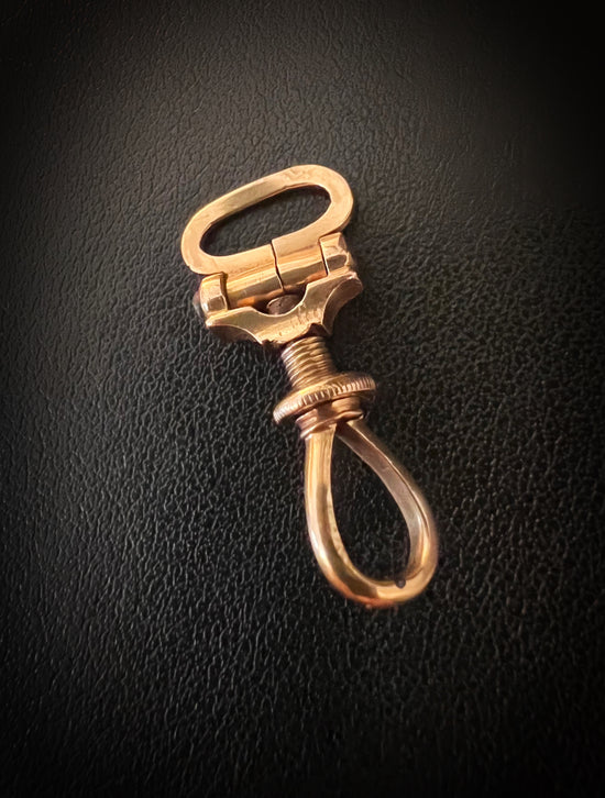 LARGE FRENCH 18CT GOLD ANTIQUE DOG CLIP / BAIL