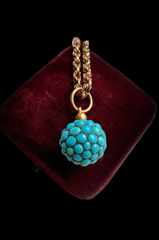 VICTORIAN PAVÉ TURQUOISE SPHERE PENDANT