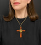 GEORGIAN CARVED CORAL & GOLD LARGE CROSS PENDANT