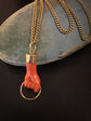 19TH CENTURY CORAL & 18CT GOLD HAND PENDANT