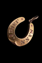 VICTORIAN DIAMOND & RUBY 15CT GOLD HORSESHOE PENDANT ‘SANS ADIEU’