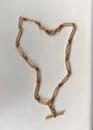 ANTIQUE 18CT GOLD PAPERCLIP & LOVERS KNOT LINK ALBERT CHAIN