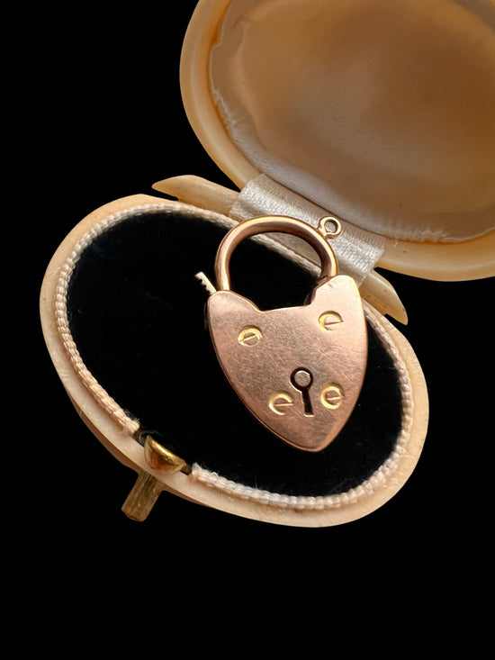 VICTORIAN 15CT GOLD HEART PADLOCK