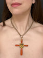 GEORGIAN CARVED CORAL & GOLD LARGE CROSS PENDANT