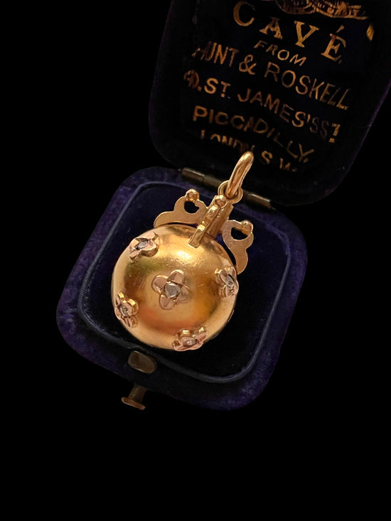 VICTORIAN 18CT GOLD & DIAMOND ORB LOCKET