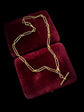 ANTIQUE 18CT GOLD PAPERCLIP & LOVERS KNOT LINK ALBERT CHAIN