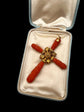 GEORGIAN CARVED CORAL & GOLD LARGE CROSS PENDANT