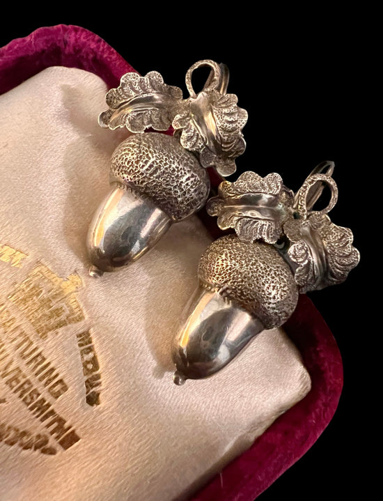 VICTORIAN SILVER ACORN EARRINGS look