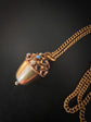 EARLY 20TH CENTURY GOLD MULTI GEM ACORN PENDANT