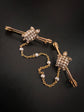 DOUBLE DIAMOND & PEARL TORTOISE BAR BROOCH SET