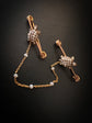 DOUBLE DIAMOND & PEARL TORTOISE BAR BROOCH SET