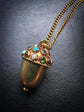 EARLY 20TH CENTURY GOLD MULTI GEM ACORN PENDANT