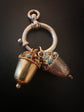 EARLY 20TH CENTURY GOLD MULTI GEM ACORN PENDANT