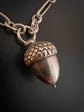 ANTIQUE SILVER PAPERCLIP ALBERT CHAIN WITH CHUNKY ACORN PENDANT