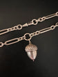 ANTIQUE SILVER PAPERCLIP ALBERT CHAIN WITH CHUNKY ACORN PENDANT