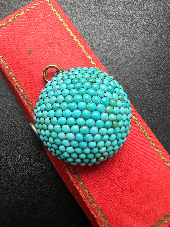 VICTORIAN PAVE TURQUOISE DOME PENDANT