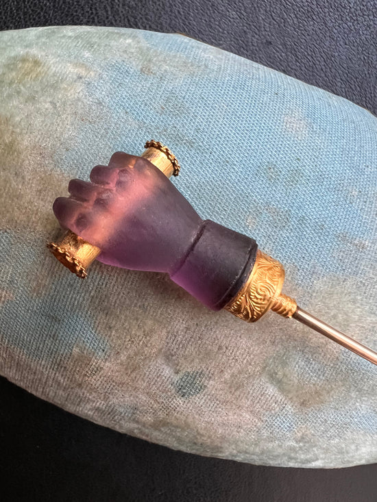 19TH CENTURY CUFFED HAND STANHOPE STICKPIN