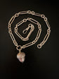 ANTIQUE SILVER PAPERCLIP ALBERT CHAIN WITH CHUNKY ACORN PENDANT