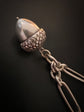 ANTIQUE SILVER PAPERCLIP ALBERT CHAIN WITH CHUNKY ACORN PENDANT