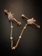 DOUBLE DIAMOND & PEARL TORTOISE BAR BROOCH SET