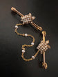 DOUBLE DIAMOND & PEARL TORTOISE BAR BROOCH SET