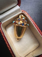 EARLY 20TH CENTURY GOLD MULTI GEM ACORN PENDANT