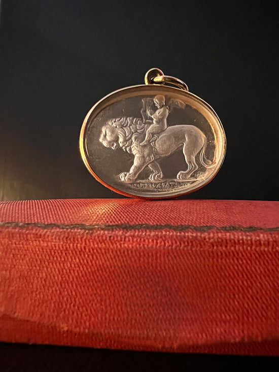 EARLY VICTORIAN INTAGLIO ‘CUPID ASTRIDE A LION’