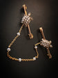 DOUBLE DIAMOND & PEARL TORTOISE BAR BROOCH SET