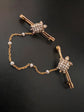 DOUBLE DIAMOND & PEARL TORTOISE BAR BROOCH SET