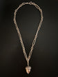 ANTIQUE SILVER PAPERCLIP ALBERT CHAIN WITH CHUNKY ACORN PENDANT