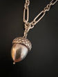 ANTIQUE SILVER PAPERCLIP ALBERT CHAIN WITH CHUNKY ACORN PENDANT