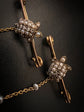 DOUBLE DIAMOND & PEARL TORTOISE BAR BROOCH SET