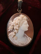 BACCHANTE SHELL CAMEO & JET PENDANT