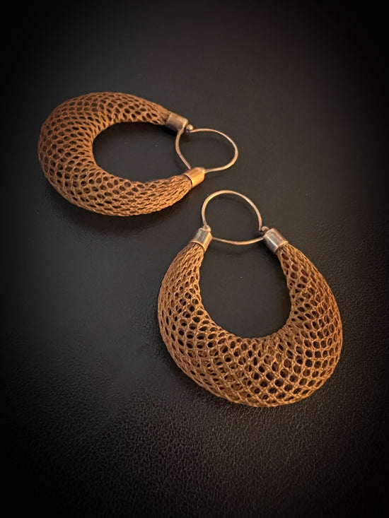 VICTORIAN HAIRWORK CREOLE EARRINGS