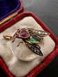 VICTORIAN RUBY, EMERALD & DIAMOND FLY PENDANT