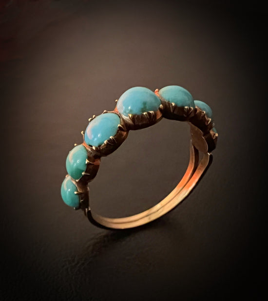 GEORGIAN TURQUOISE SEVEN STONE RING