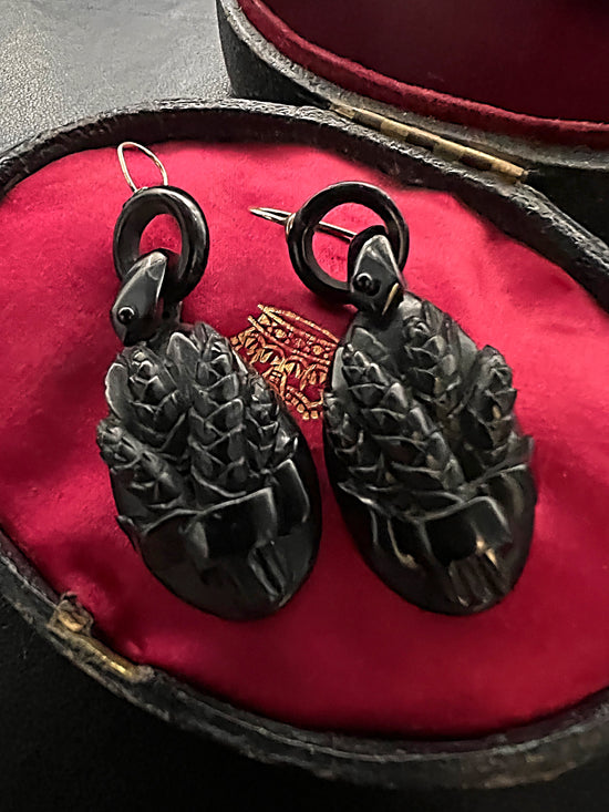 VICTORIAN WHITBY JET EARRINGS