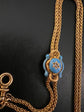 VICTORIAN 18CT GOLD CHAIN WITH ENAMEL SLIDER