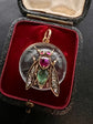 VICTORIAN RUBY, EMERALD & DIAMOND FLY PENDANT