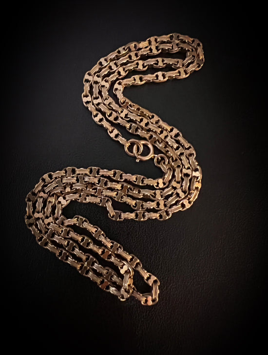 ANTIQUE 9CT GOLD FANCY LINK CHAIN