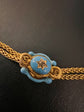 VICTORIAN 18CT GOLD CHAIN WITH ENAMEL SLIDER